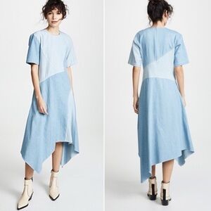 Colovos Chambray Seamed Denim Deconstructed Midi Dress Size XS